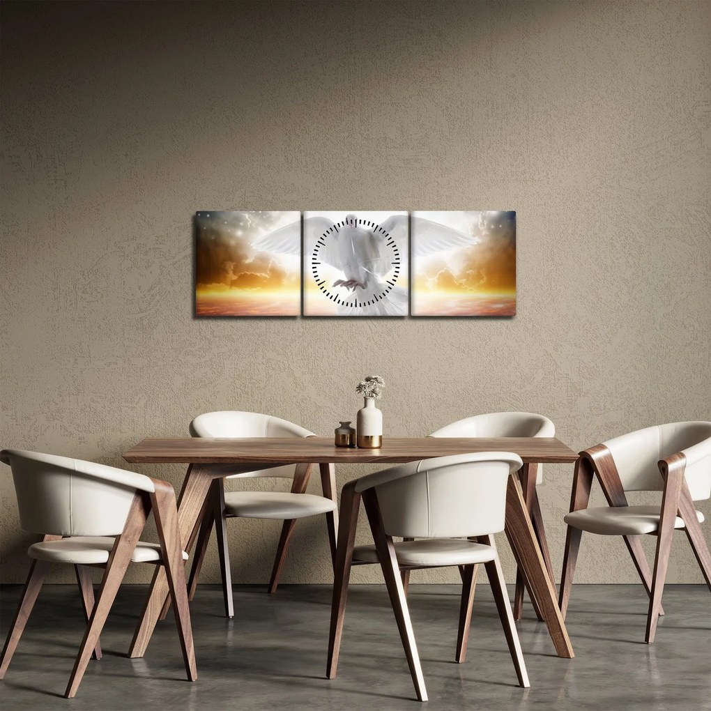 Obraz gołębicy (z zegarem) (90x30 cm)