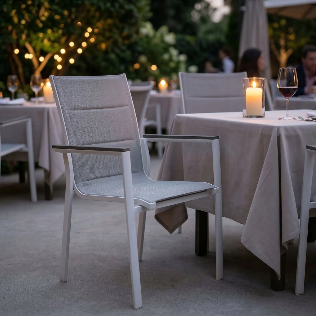 3587W-WH Krzesło Ogrodowe Aluminiowe Białe 56x65x88 cm Komfortowe Wytrzymałe Pianka