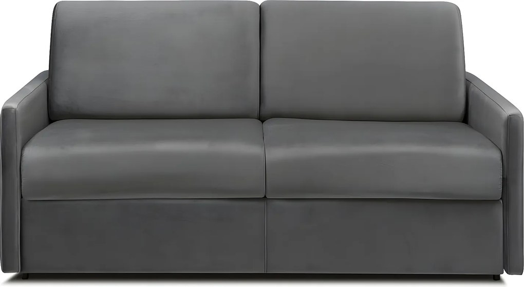 Kanapa 3-osobowa rozkładana typu expres z weluru CALIFE - Antracytowy - Miejsce do spania 140 cm - Materac 18 cm