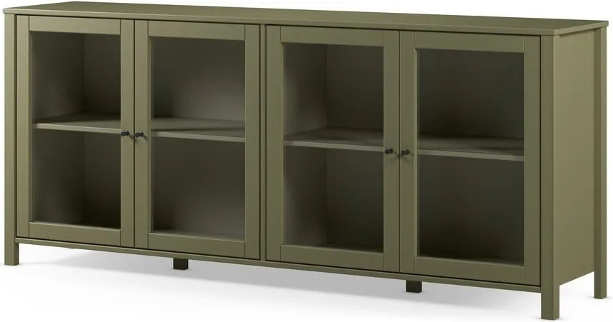 Zielona witryna z litego drewna sosnowego 186x80x40 cm Alessandra – Marckeric