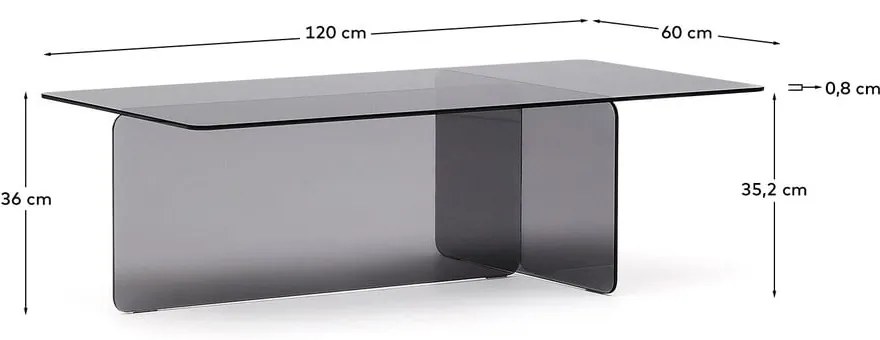 Szary szklany stolik 60x120 cm Zaren – Kave Home