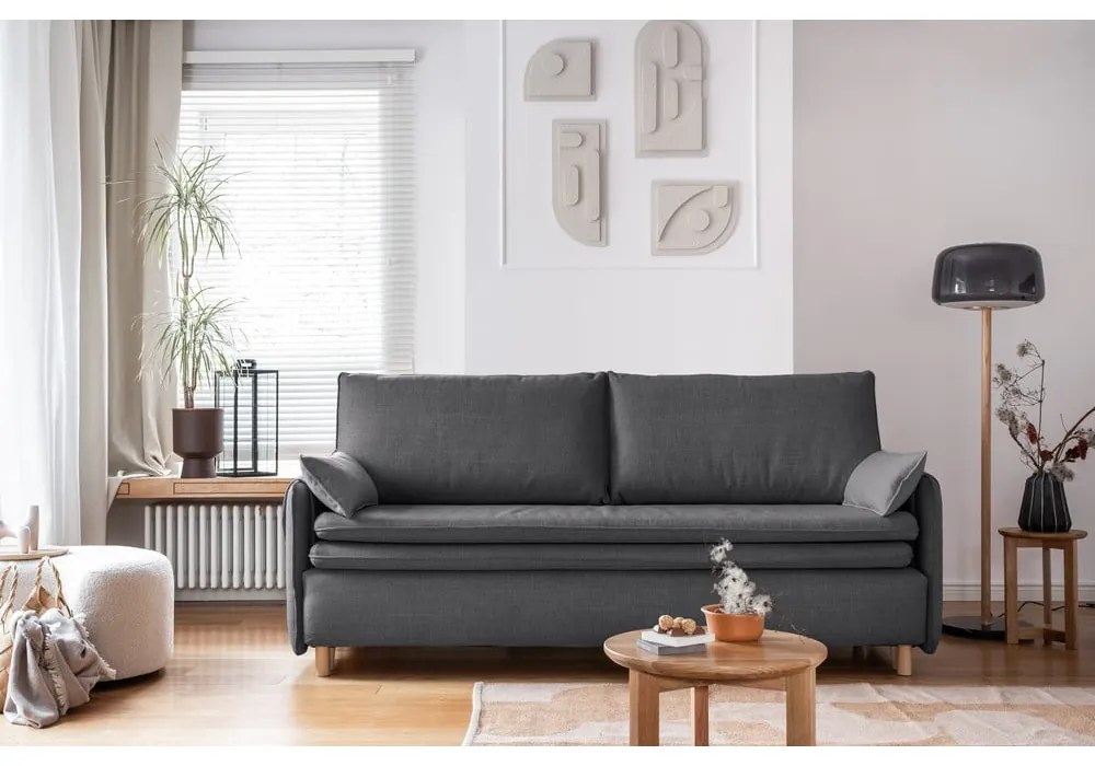 Ciemnoszara rozkładana sofa 207 cm Simon – Miuform