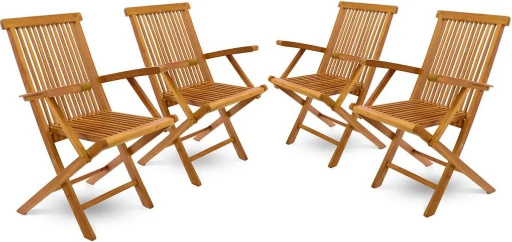 DIVERO Zestaw 4 składanych krzeseł ogrodowych z drewna tekowego
