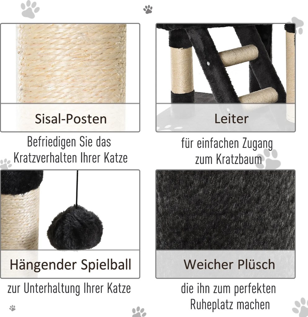 Drapak dla kota drzewko domek szary pawhut