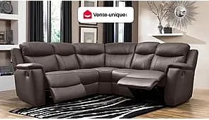 Skórzana kanapa narożna EVASION z funkcją relax - Brązowy