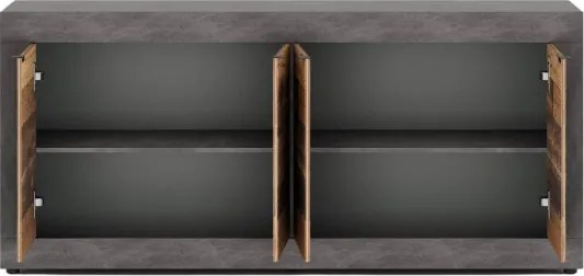 Komoda Czterodrzwiowa BLAGO 180 cm Ciemny Dąb/Czarny Loft