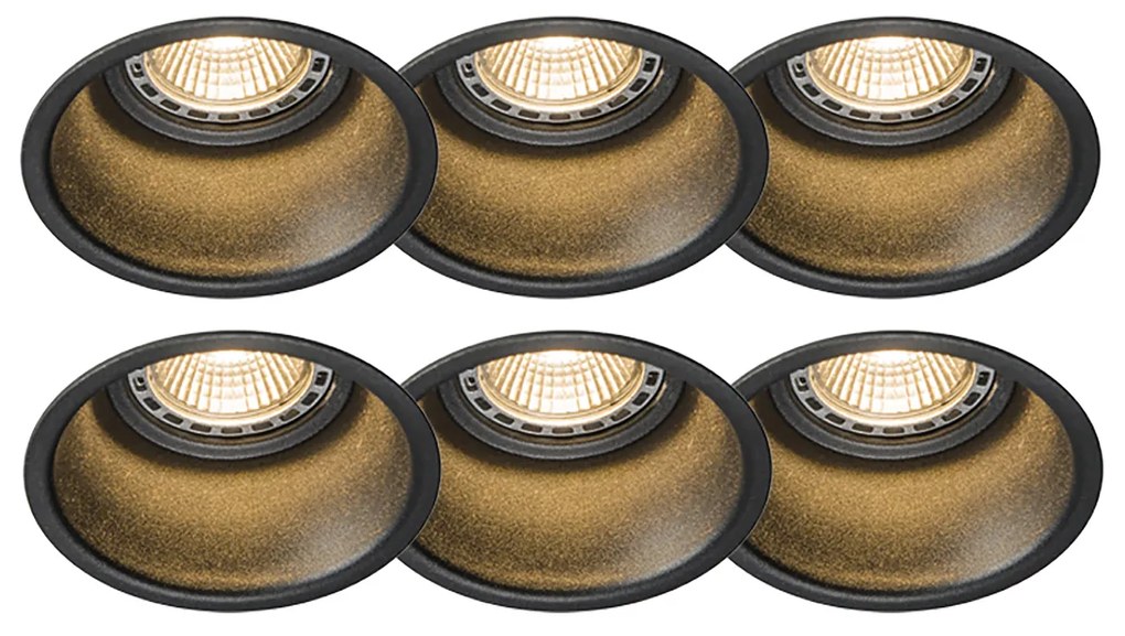 Zestaw 6 nowoczesnych reflektorów wpuszczanych czarnych - Dept