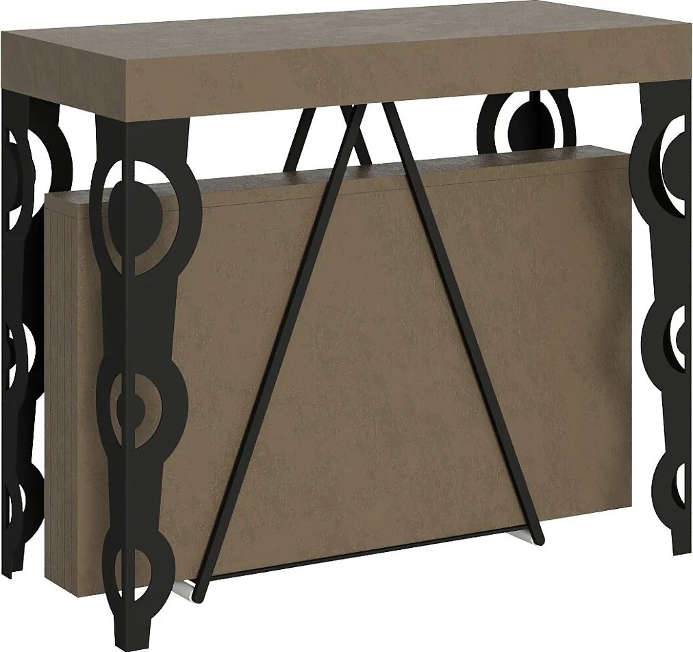 Konsola rozkładana 90x40/300cm Aceres szaro-beżowy rama w kolorze antracytu