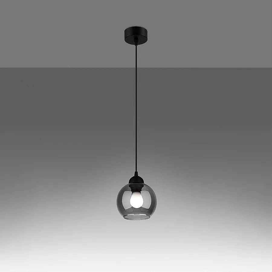 Lampy wiszące nowoczesny Zelaro, stal - 1 źródło światła 3000K - L.15 x H.130 cm - czarny