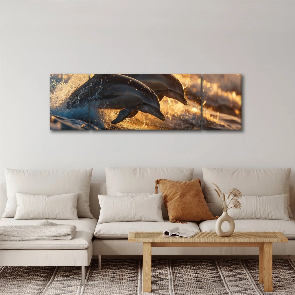Obraz - Delfiny (170x50 cm)