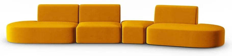 Musztardowa aksamitna sofa prawostronna 428 cm Paolo – Milo Casa