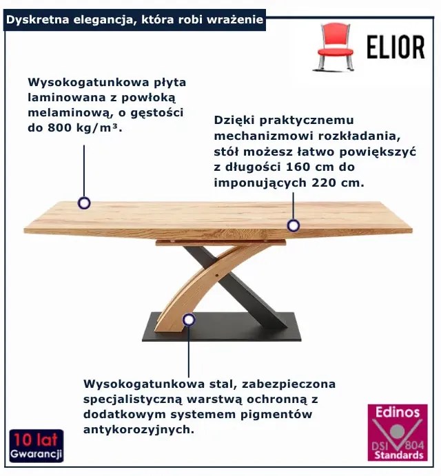 Rozkładany stół Nomer 2X - złoty dąb