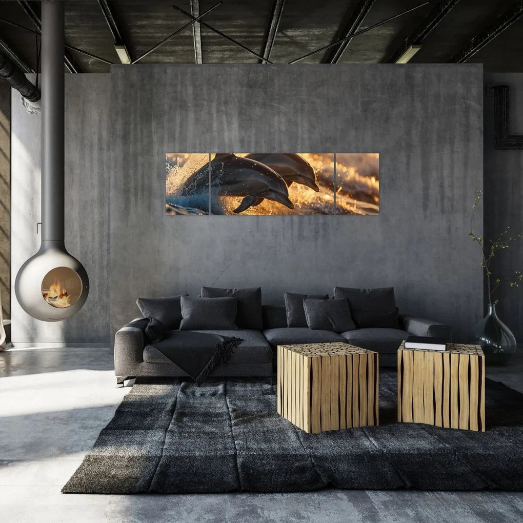 Obraz - Delfiny (170x50 cm)