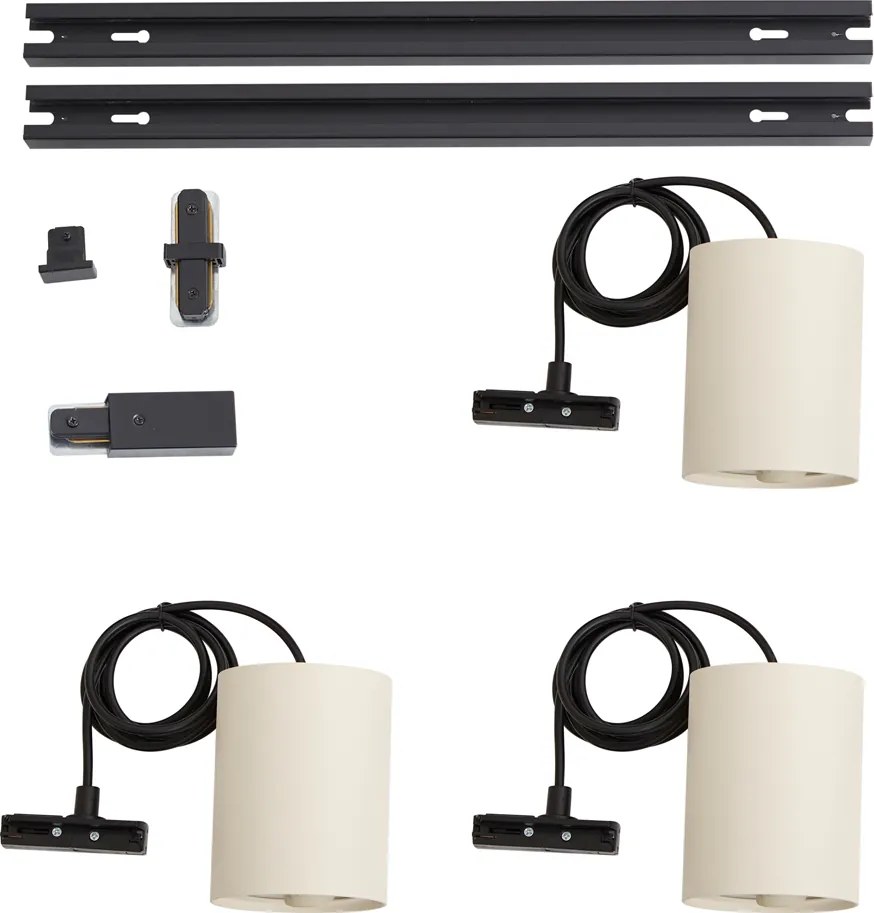 Nowoczesny system szynowy z 3 lampami wiszącymi czarny z beżowym 1-fazowy - Iconic Holt