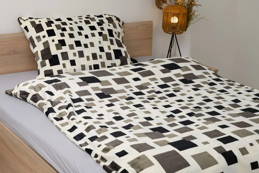 PrzytulneMieszkanie.pl PrzytulneMieszkanie.pl Pościel z mikropluszu LUXOR biało-szara Rozmiar pościeli: 70 x 90 cm | 140 x 200 cm