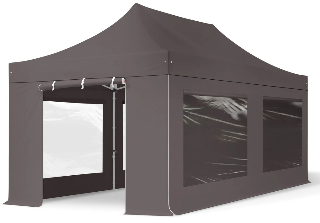 TOOLPORT 3x6 m Namiot Ekspresowy PROFESSIONAL Alu 40 mm, ze ścianami bocznymi, okna panoramiczne , ciemnoszary - (600227)