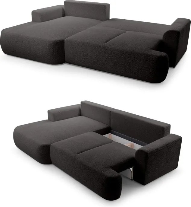 Narożnik VELO wolnostojący układ L strona Lewa z funkcją spania w tkaninie Coral 60