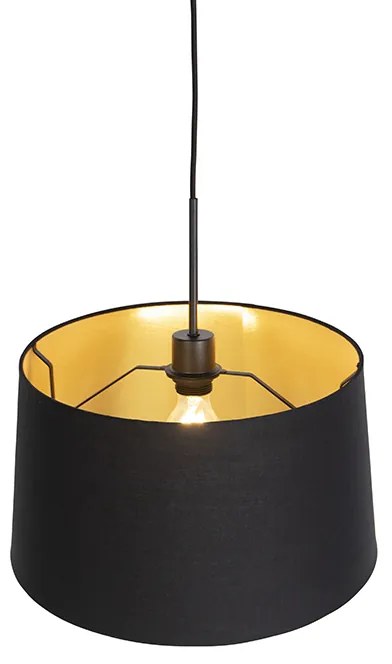 Lampa wisząca z abażurem z bawełny w kolorze czarnym i złotym 40 cm - Combi klasyczny/Antyczny Oswietlenie wewnetrzne