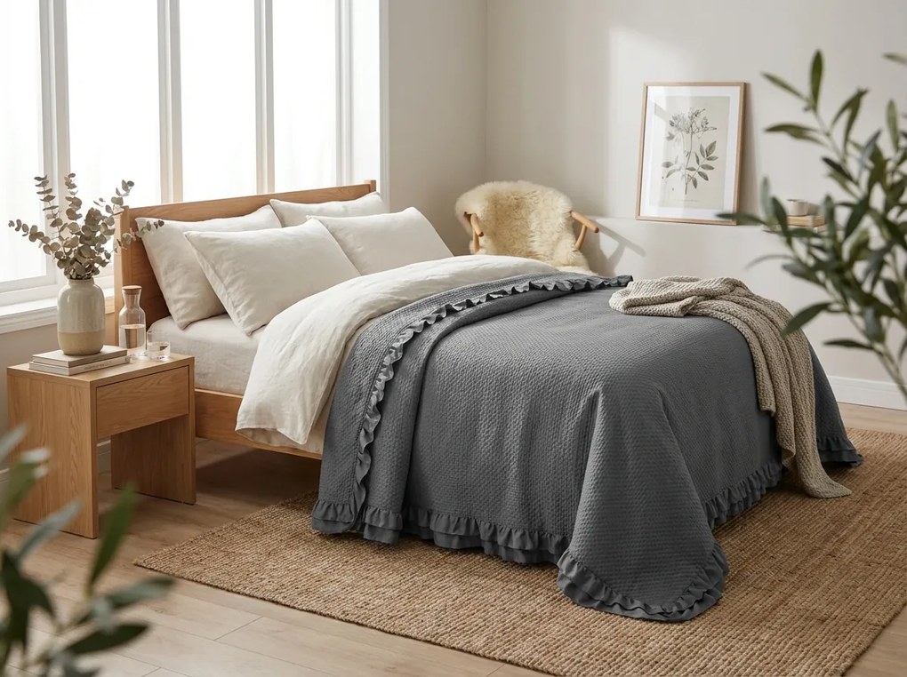 Narzuta na łóżko MONTEGO, ciemnoszara Rozmiar: 200 x 220 cm