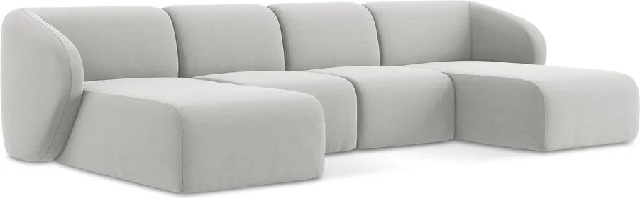 Jasnoszary aksamitny narożnik (w kształcie litery U) Lani – Makamii