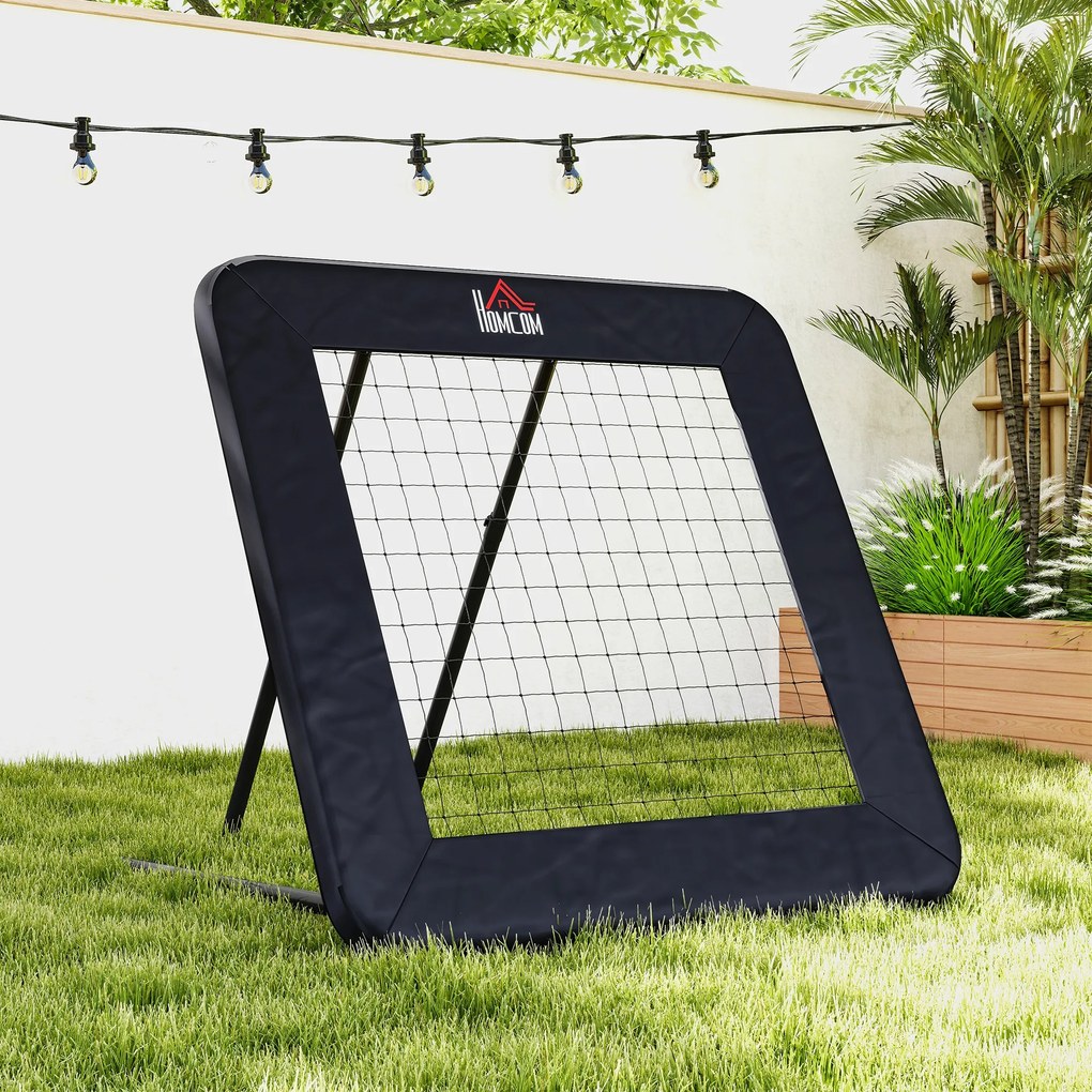 HOMCOM Rebounder Piłkarski Składana Bramka Odbijająca Siatka do Baseballu Koszykówki Metal Czarny 128x118x108-120cm | Aosom PL