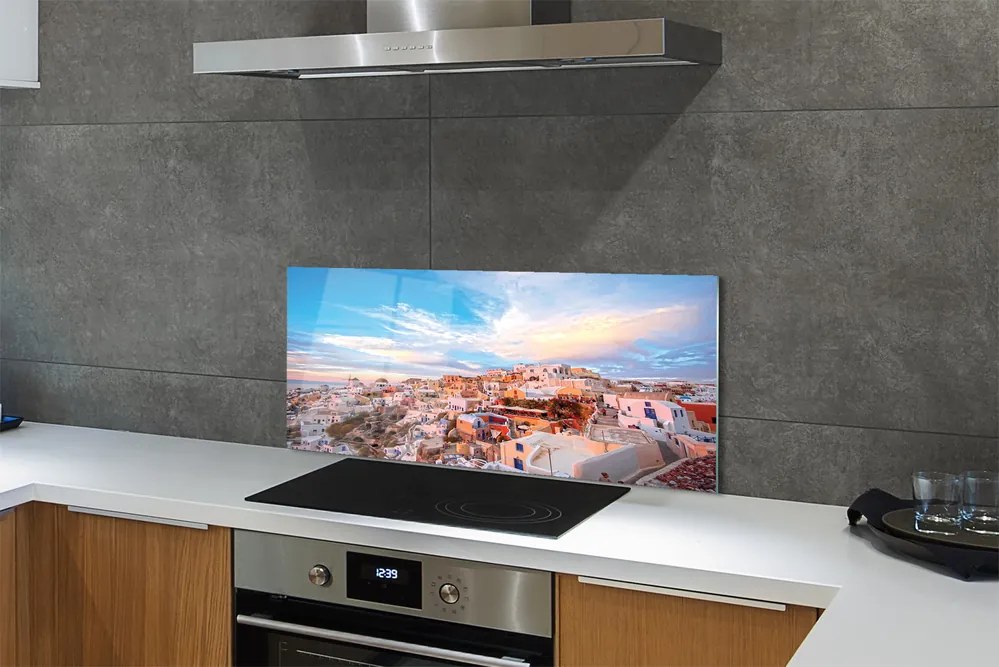 Panel szklany do Kuchni Panorama Miasta o Zachodzie Słońca