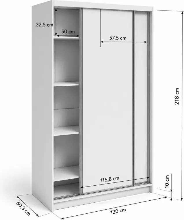 Szafa przesuwna Deverio 120/160/200 cm z lustrem lub bez biała szara dąb craft