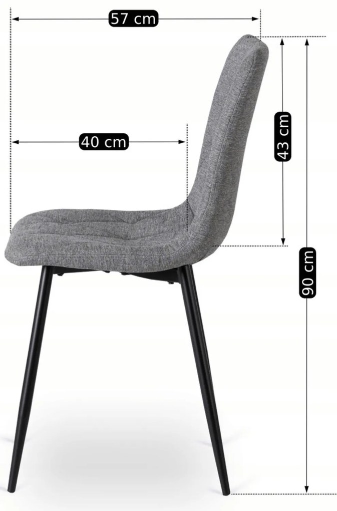 Krzesło Tapicerowane do Salonu ROBIN 2 Szare Nowoczesne Loft