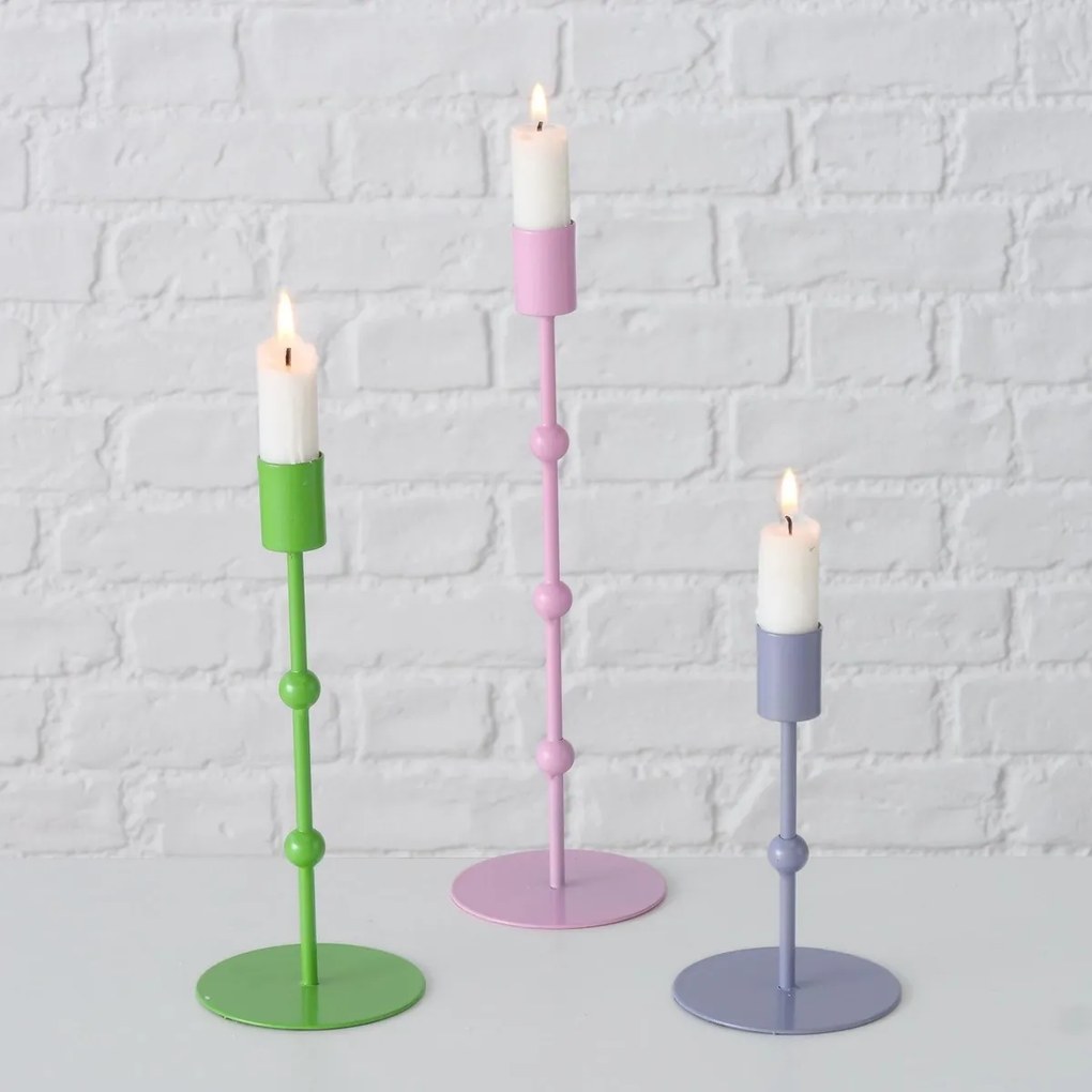 Metalowe świeczniki Kimberly, 3 sztuki, pastelowe kolory