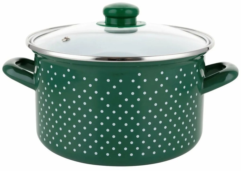 Garnek emaliowany RETRO 16 cm, zielony, śred. 16 cm