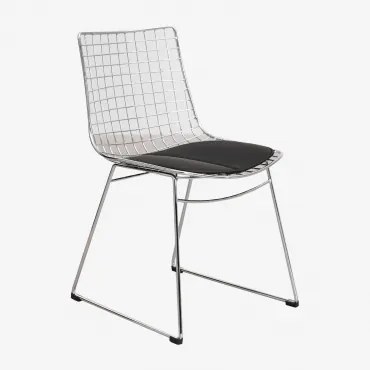 Zestaw 2 Stalowych Krzeseł Do Jadalni Renee Cromado & Sztucznej Skóry Negro - Sklum