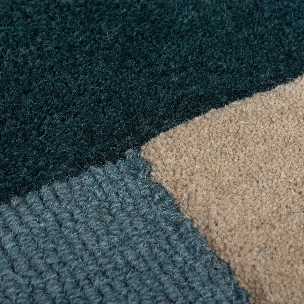 Ciemnozielony wełniany dywan tkany ręcznie 200x290 cm Labyrinth Shaped – Flair Rugs