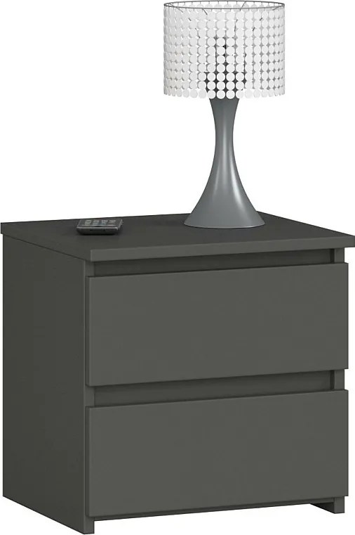Szafka nocna AKORD CL2 Grafit Szary 40 cm 2 szuflady kolor Grafit Szary mat 40x35x40 cm