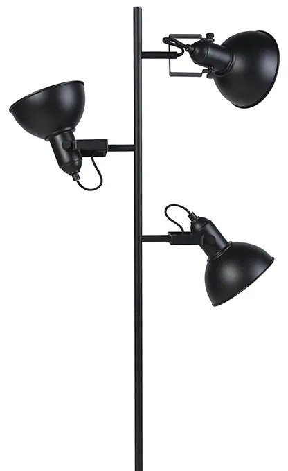 Industrialna lampa podłogowa czarna ze złotem 3-światłowa - TommyPrzemysłowy Oswietlenie wewnetrzne