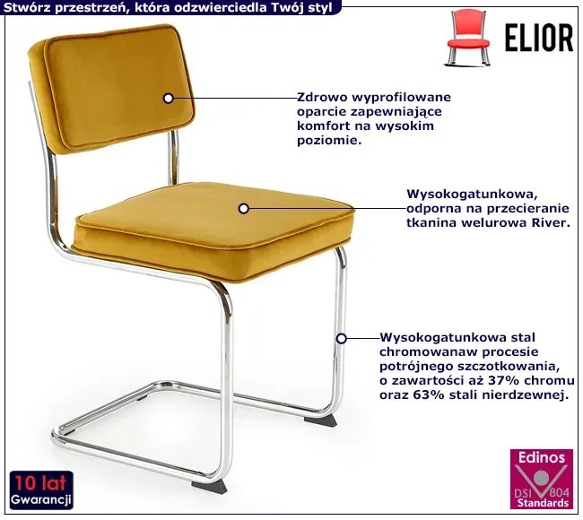 Musztardowe Krzesło Bauhaus Na Płozach Z5-S43