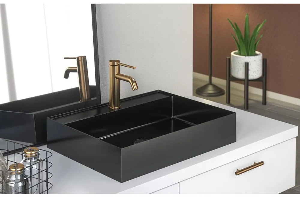 Czarna umywalka ze stali nierdzewnej 55x42 cm Aurum – Sapho