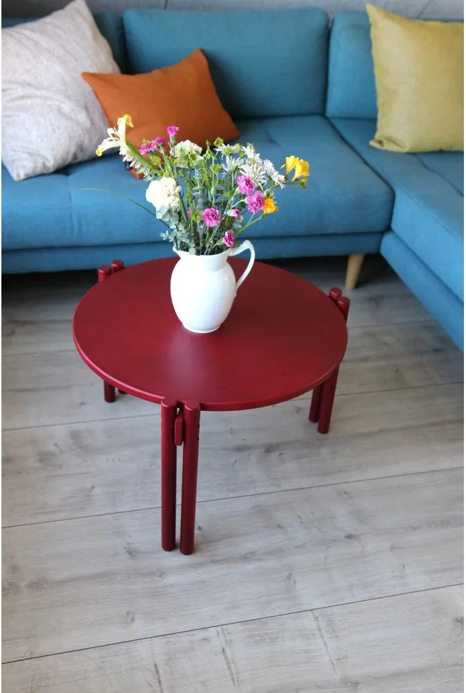 Czerwony okrągły stolik z litego drewna sosnowego ø 60 cm Sticks – Karup Design