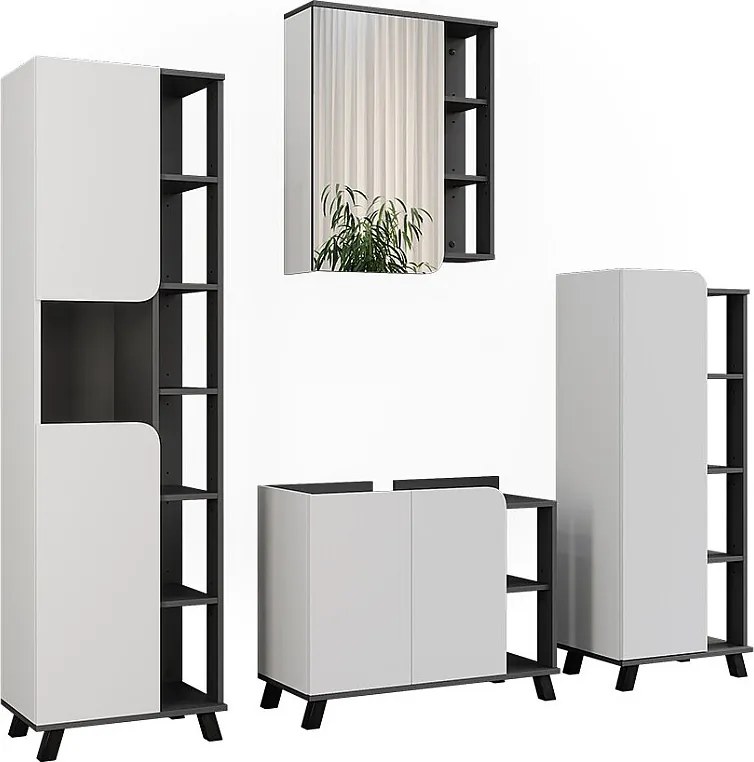 Zestaw mebli łazienkowych antracyt/biały 80x35x65 karen