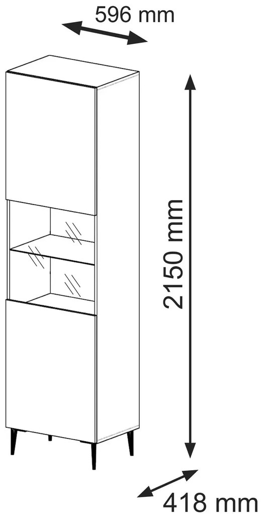Czarna witryna z lamelowym frontem C1-N39