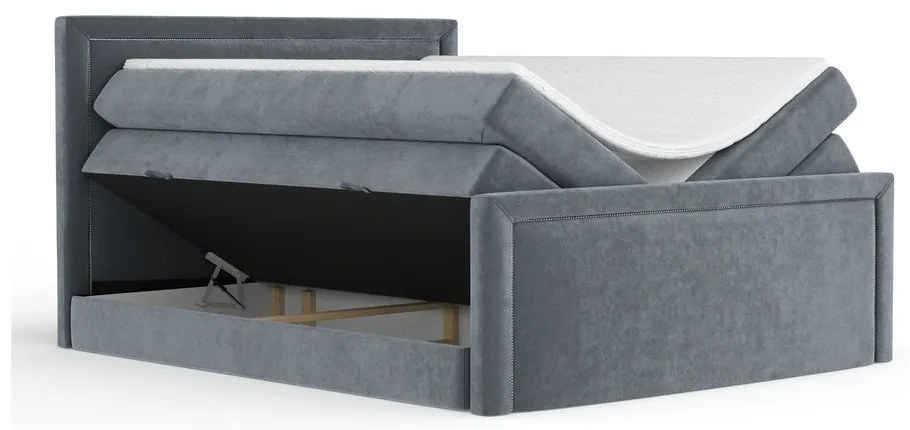 Ciemnoszare łóżko kontynentalne ze schowkiem 200x200 cm Lavenda – Maison de Rêve