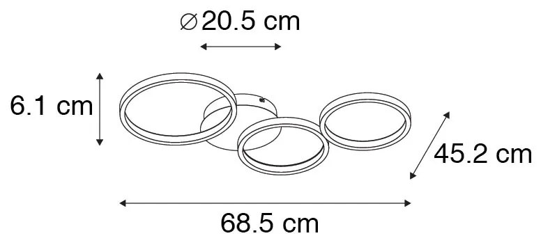 Designerska lampa sufitowa czarna w komplecie z LED 3-stopniowy ściemniacz 3-światła - Pande