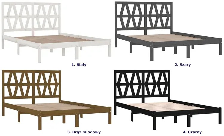 Białe małżeńskie łóżko drewniane 160x200 - Yoko 6X