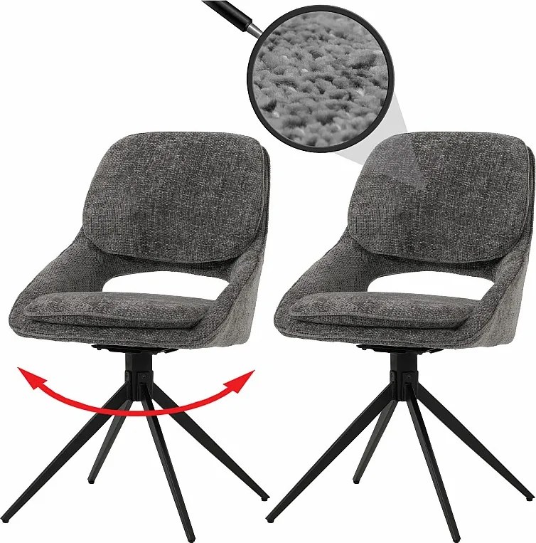 Krzesło do jadalni MCW-N73 (zestaw 2 sztuk),  ciemnoszary