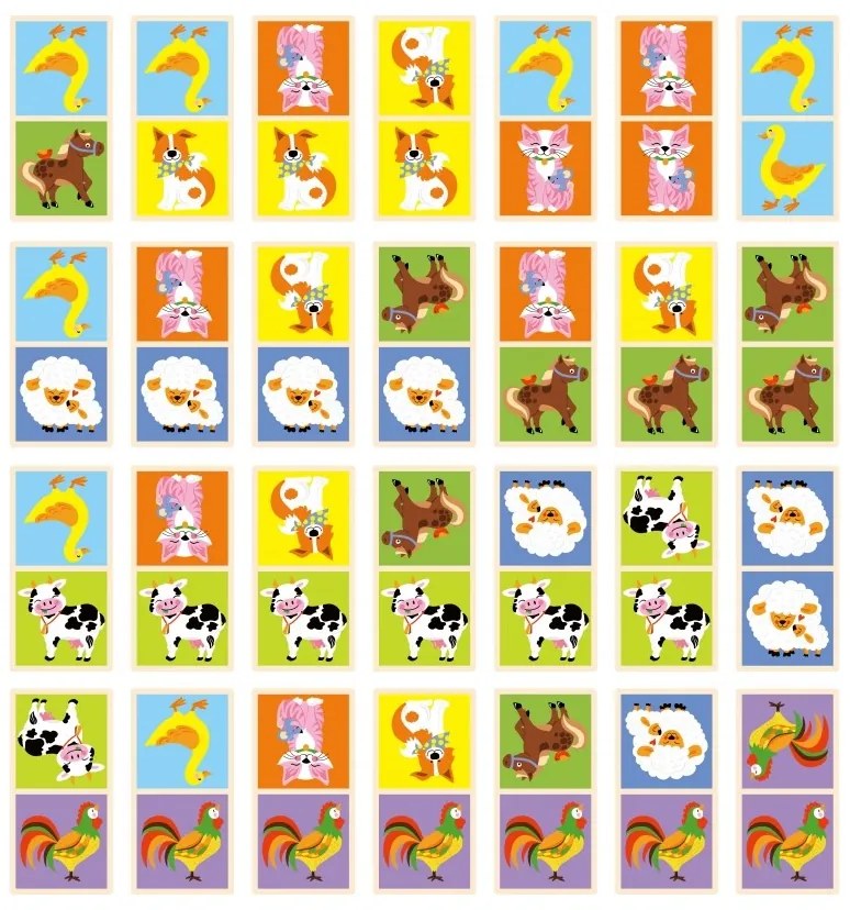 Drewniana gra domino farma viga toys 28 elementów