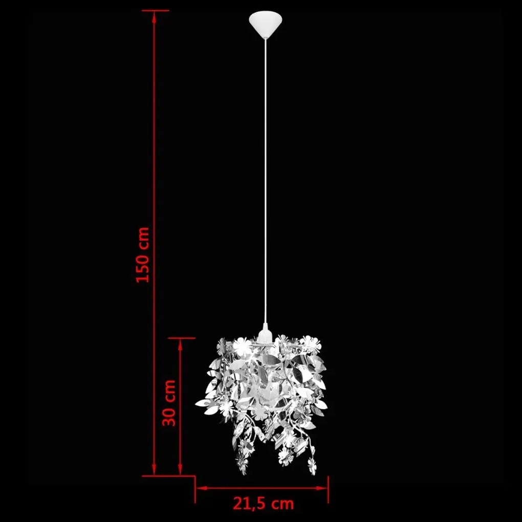 Srebrna lampa wisząca w kształcie liści - 4X E989 R3-D53