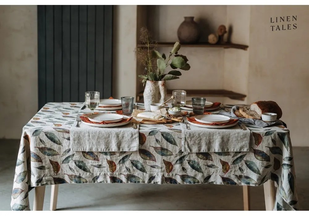 Lniany obrus 140x140 cm Golden Fall – Linen Tales