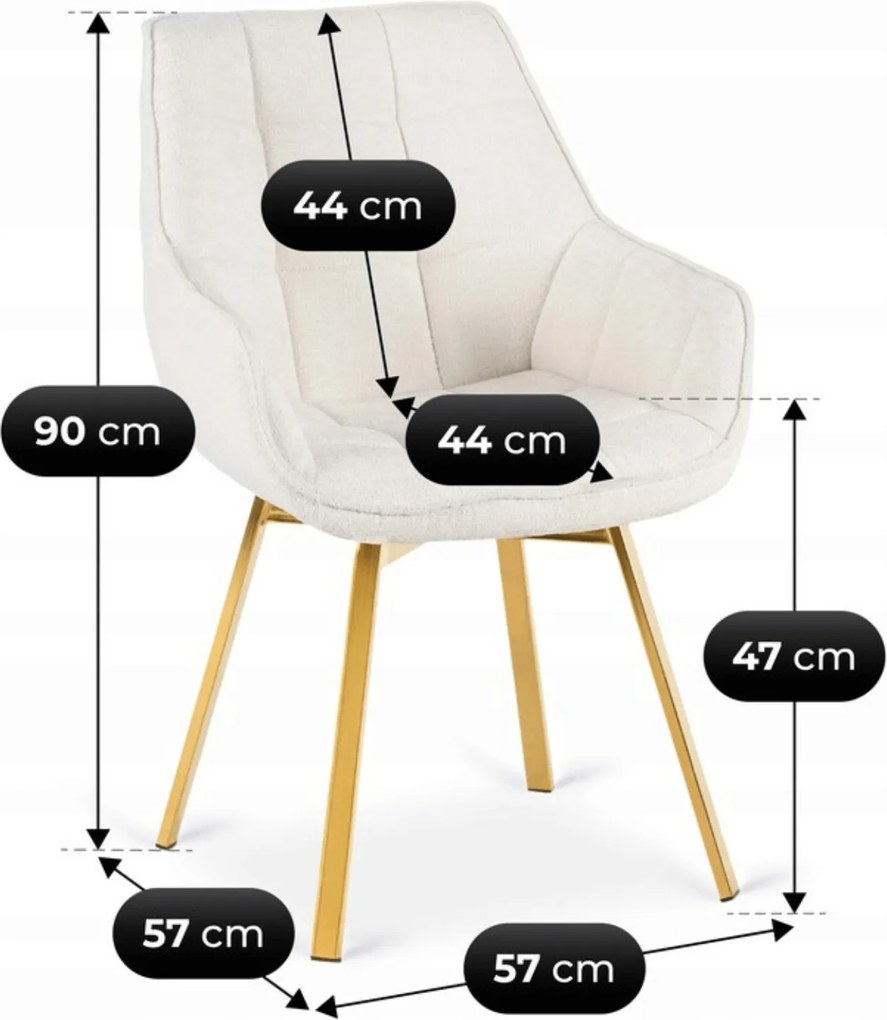 Krzesło Tapicerowane Obrotowe MIA Kremowe do Toaletki Boucle Nowoczesne