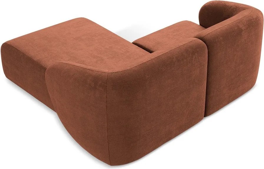 Narożnik z tkaniny szenilowej (prawostronny/z szezlongiem) w kolorze terakoty Lani – Makamii