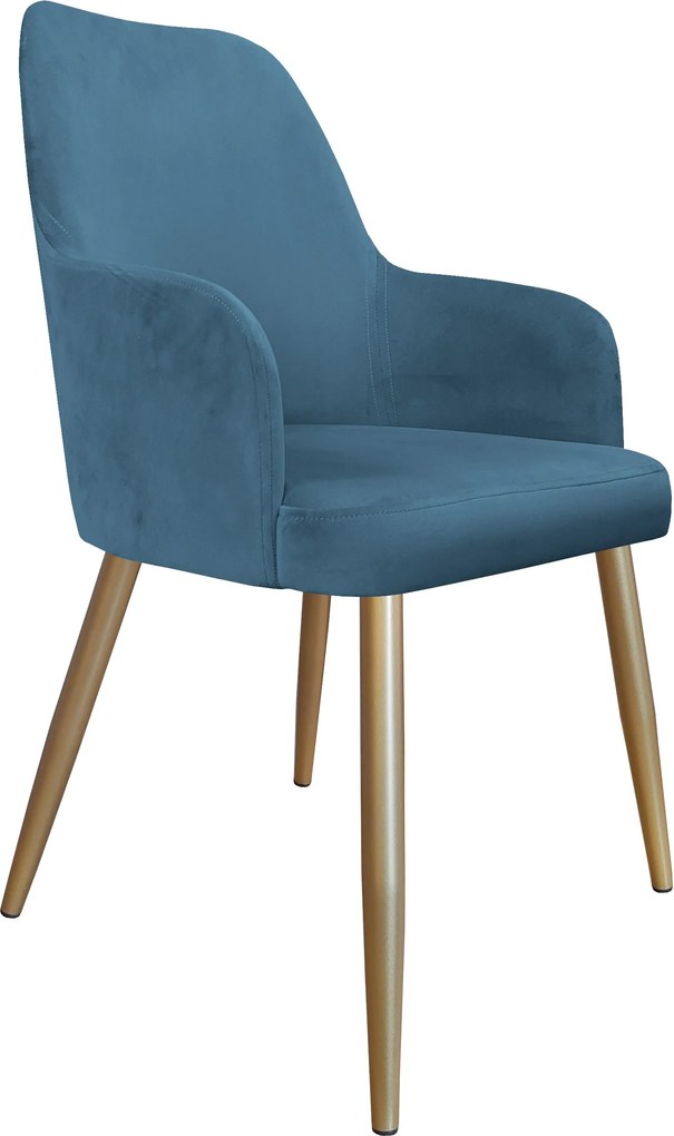 Krzesło WESTA tkanina Welur noga metalowa elegancki styl loftowy : Kolor nogi - Złota stożek, Kolor tkaniny - VELVET - MG33, Typ siedziska - Siedzisko stałe