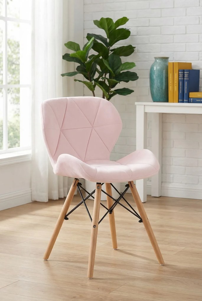 Zestaw różowych krzeseł welurowych 4 szt. P2-P84